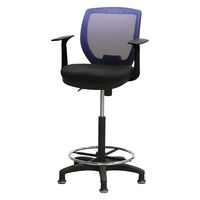 Netforce ハイチェア コア T字肘 キャスター+固定脚 メッシュ カウンターチェア ネイビー 1脚（直送品）