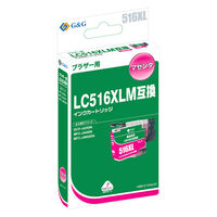 G＆G ブラザー（brother）用 互換インクカートリッジ HBB-516XLM マゼンタ 大容量 1個（直送品）