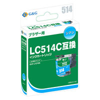 G＆G ブラザー（brother）用 互換インクカートリッジ HBB-514C シアン LC514C互換 1個（直送品）