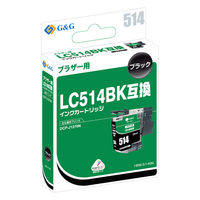 G＆G ブラザー（brother）用 互換インクカートリッジ HBB-514BK ブラック LC514BK互換 1個（直送品）