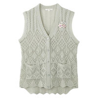 ケアファッション ニットワンタッチテープV首ベスト グリーン S W0182063114 1着（直送品）