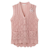 ケアファッション ニットワンタッチテープV首ベスト ローズ S W018206314 1着（直送品）