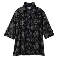 ケアファッション 7分袖斜め釦ホールチュニック ブラック M~L W0182063321 1着（直送品）