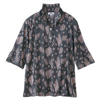 ケアファッション 7分袖斜め釦ホールチュニック チャコール M~L W0182063311 1着（直送品）