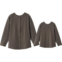 ケアファッション 斜め釦ホールまえむきカーディガン ブラウン L W0182065822 1着（直送品）