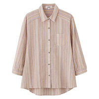 ケアファッション 7分袖スナップ釦ブラウス オレンジ M~L W0182165921 1着（直送品）