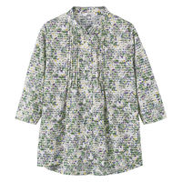 ケアファッション 7分袖ワンタッチテープピンタックブラウス グリーン S W0182167914 1着（直送品）