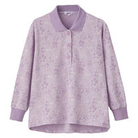 ケアファッション 斜め釦ホールポロシャツ パープル LL W0182169623 1着（直送品）