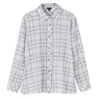 ケアファッション 格子柄楊柳シャツブラウス グレー M W0182175311 1着（直送品）
