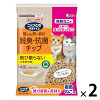 ニャンとも清潔トイレ チップ 猫砂 脱臭・抗菌チップ 複数ねこ用 大きめの粒 4L 2袋 エステー