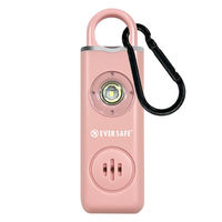防犯ブザー スクエア ピンク 1個 防犯グッズ LEDライト 130dB 大音量 防犯対策 充電式 PB04 EVERSAFE（直送品）