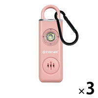 防犯ブザー スクエア ピンク 3個 防犯グッズ LEDライト 130dB 大音量 防犯対策 充電式 PB04 EVERSAFE（直送品）