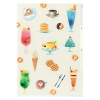 デザインフィル 3ポケットクリアホルダー [A4] 喫茶店柄 35670006 1セット(1枚×5)（直送品）