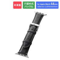 Apple Watch 42(Series 1/2/3)/44/45/46/49mm バンド 「CORVIN」プランプレザーバンド ブラック（直送品）