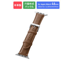 Apple Watch 42(Series 1/2/3)/44/45/46/49mm バンド 「CORVIN」プランプレザーバンド ブラウン（直送品）
