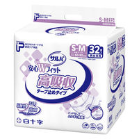 【大人用おむつ/テープ止め】白十字 ＰＵサルバ安心Ｗフィット高吸収テープＳＭ 1パック（32枚入）