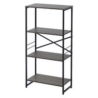 YAMAZEN スチール収納ラック 木製棚板 4段 アイアンラック スチールラック RAR-12604(WBR/SBK) 1台（直送品）