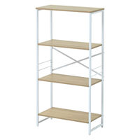 YAMAZEN スチール収納ラック 木製棚板 4段 アイアンラック スチールラック RAR-12604(NA/SWH) 1台（直送品）