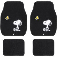 BONFORM カーマット スヌーピープレーン 4点セット ウッドストック1台分 6460-07BK 1個（直送品）