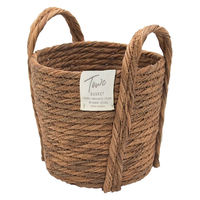 ティーライフ 鉢カバーモネ フェイクPE バスケットラウンド S ブラウン 481898 1個（直送品）