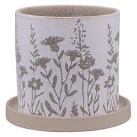 デルキ 植木鉢 グリッグポット 受け皿付き 花模様×ベージュ 484604 1個（直送品）