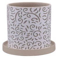 デルキ 植木鉢 グリッグポット 受け皿付き 唐草模様×ベージュ 484600 1個（直送品）