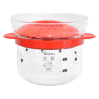 逸品社 電子レンジ用炊飯器 1~2合 ぎゅっとおにぎりさん ガラスのレンジご飯釜 レッド 490879 1個（直送品）