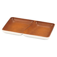 ミタニ ランチプレート 角仕切プレート ナチュール ホワイト×ブラウン 495615 1個（直送品）