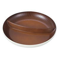 ミタニ ランチプレート 欅杢目サークルプレート ナチュール ホワイト×ブラウン 495617 1個（直送品）