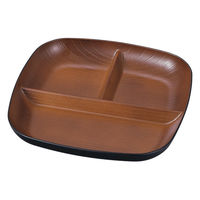 ミタニ ランチプレート 欅杢目スクウェアプレート ナチュール ブラック×ブラウン 495620 1個（直送品）