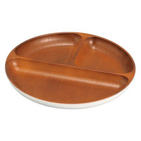 ミタニ ランチプレート 丸仕切プレート ナチュール ホワイト×ブラウン 495621 1個（直送品）