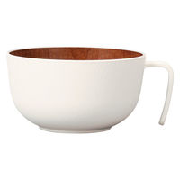 ミタニ ボウル 持ち手付スープボウル ナチュール ホワイト×ブラウン 495627 1個（直送品）