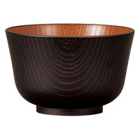 ミタニ 汁椀 レンジ百合型欅杢目汁椀 ナチュール ブラック×ブラウン 495678 1個（直送品）