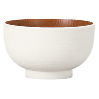 ミタニ 汁椀 レンジ布袋欅杢目汁椀 ナチュール ホワイト×ブラウン 495687 1個（直送品）