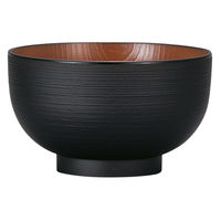 ミタニ 汁椀 レンジ布袋欅杢目汁椀 ナチュール ブラック×ブラウン 495688 1個（直送品）