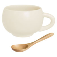 逸品社 スープカップ スプーン付き 300ml maru 陶磁器 オフホワイト 496422 1個（直送品）