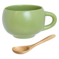逸品社 スープカップ スプーン付き 300ml maru 陶磁器 ライトグリーン 496423 1個（直送品）