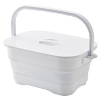 伊勢藤 バケツ 折りたためる つけ置き洗いバケツ 16L 洗濯板 蓋つき 角型 ホワイト 497028 1個（直送品）