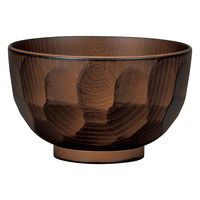ミタニ 汁椀 レンジ亀甲欅杢目 ダークブラウン 497570 1個（直送品）