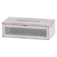 アビテ ティッシュケース フローラティッシュケース 木製 ガラス ホワイト 495605 1個（直送品）