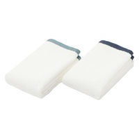 無印良品 縁カラー付 コンパクトフェイスタオル２枚組 ２５×７０ｃｍ ブルー×ネイビー 良品計画