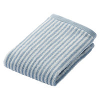 無印良品 ふっくらパイルハンドタオルループ付き（柄） ３４×３５ｃｍ ブルーストライプ 良品計画