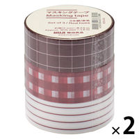 無印良品 マスキングテープ ３本組 赤系 約幅１５ｍｍ×長さ６ｍ 1セット（1個（3本組）×2） 良品計画