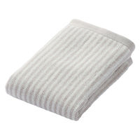 無印良品 ふっくらパイルハンドタオルループ付き（柄） ３４×３５ｃｍ ライトグレーストライプ 良品計画