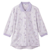 ケアファッション 7分袖ワンタッチテープポロカーディ パープル LL W0182061943 1着（直送品）