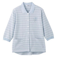 ケアファッション 7分袖スナップ釦ポロカーディ ブルー LL W0182062033 1着（直送品）