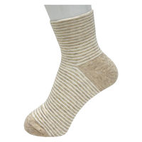 岡本 婦人綿で作った優しい靴下 細ボーダー2足組/ベージュ/23-25cm 646-271-24-25 1袋(2足入)（直送品）