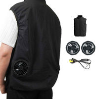 万方商事 空調ベスト ファン付き バッテリー無し ブラック XLサイズ ap143-bk-xl 1S(1S)（直送品）