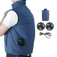 万方商事 空調ベスト ファン付き バッテリー無し ネイビー XLサイズ ap143-bk-xl 1S(1S)（直送品）