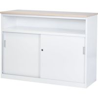 TRUSCO CVAカウンター W1200中棚付ハイカウンター(天板カラー:ナチュラル(木目調)) CVA-12HST-NA 1台（直送品）